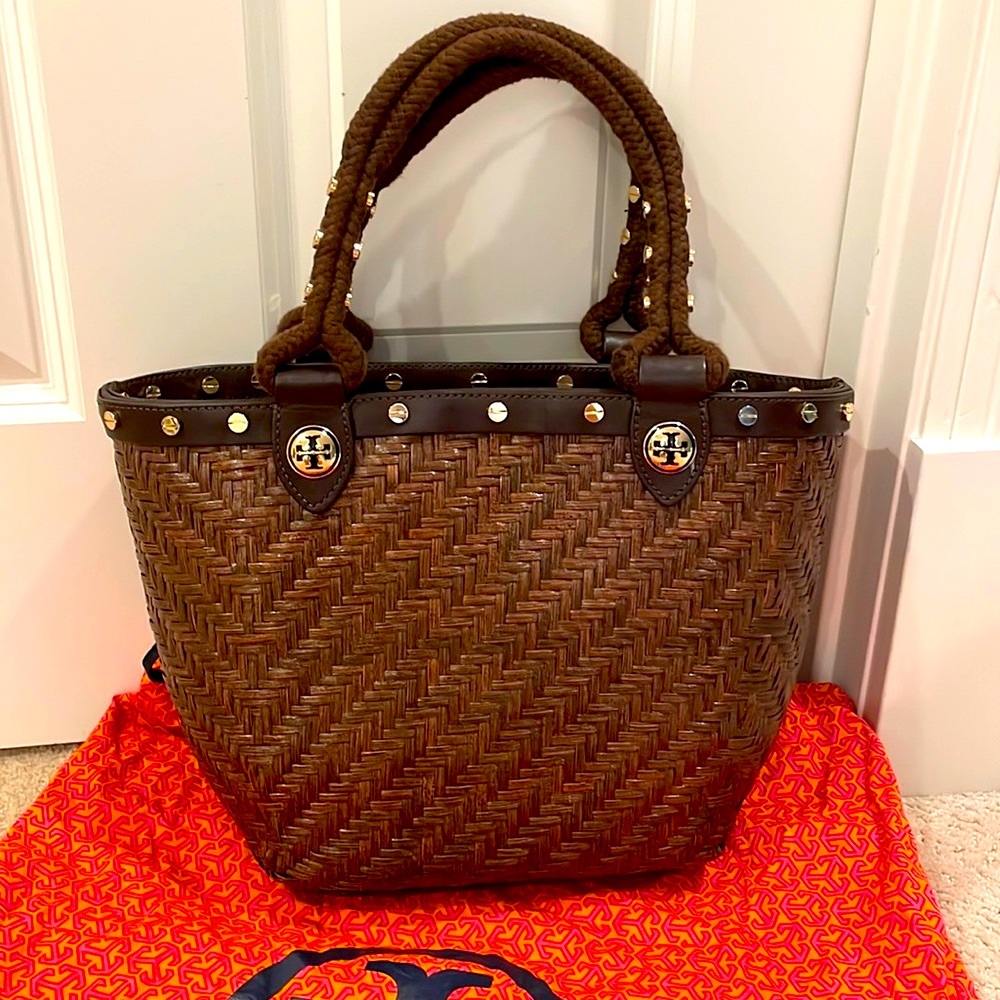 NEW Tory Burch Wicker Basket Tote Handbag Purse